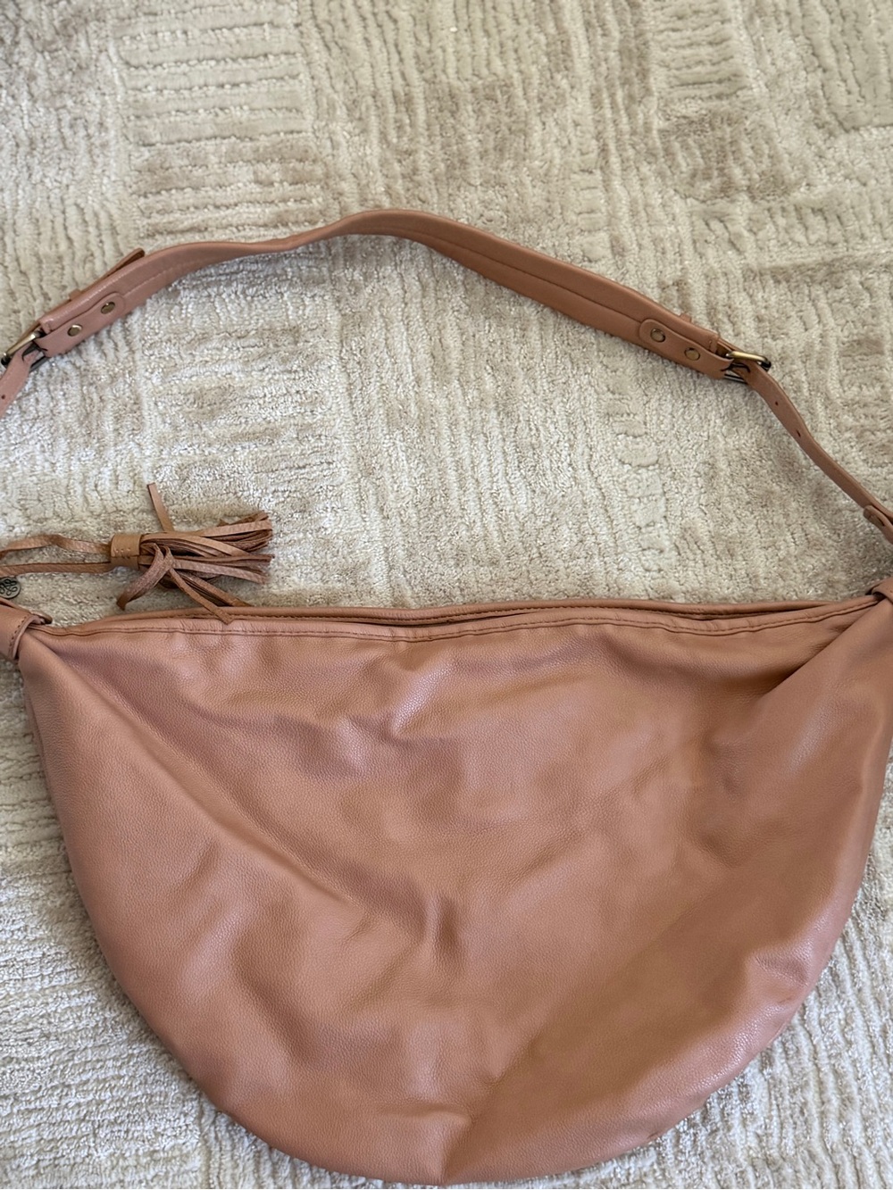Anthropologie Leather Shoulder Bag in Blush Tan